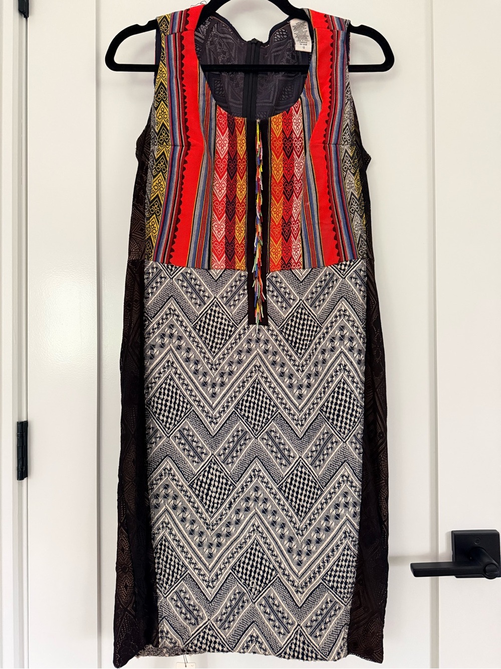 Anthropologie Sleeveless Multicolor Tribal Ethnic Patterned Midi Dress